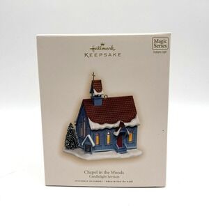 Hallmark Keepsake Magic Series Chapel Woods Candle Services Christ Ornament 2007